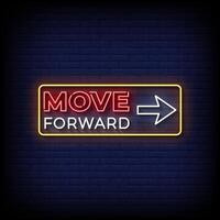 move forward neon style with brick wall background vector