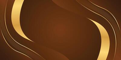 Abstract brown background with gold lines, wallpaper design vector
