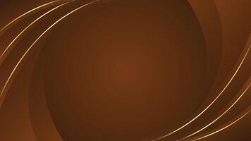 Abstract dark brown luxury curved background with gold lines. Elegant modern wallpapers vector
