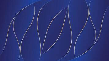 Abstract blue elegant luxury background with gold lines, modern wallpaper with flowing waves. vector