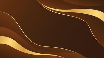 Abstract brown and gold background with wavy shapes vector