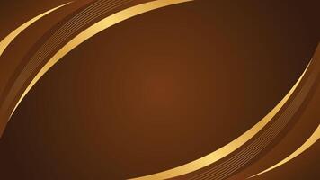 Elegant dark brown luxury curved background with gold lines. Abstract modern wallpapers vector
