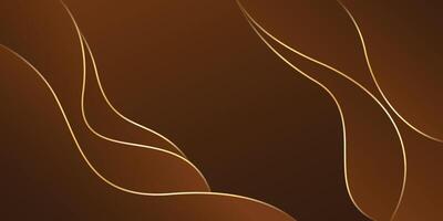Abstract Brown background with gold lines vector