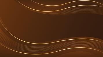 Abstract dark brown luxury background with gold lines. Elegant wave modern wallpapers vector