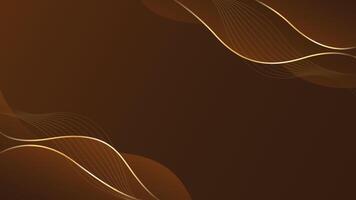 Minimalist Dark brown luxury background with gold lines. Abstract wave modern wallpapers vector