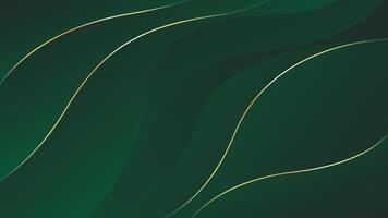 Abstract green emerald luxury background with gold lines, Elegant modern wallpaper with flowing waves. vector