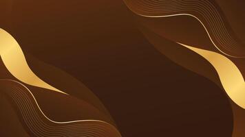 Abstract dark brown luxury background with gold lines vector