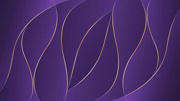 Abstract purple elegant luxury background with gold lines, modern wallpaper with flowing waves. vector