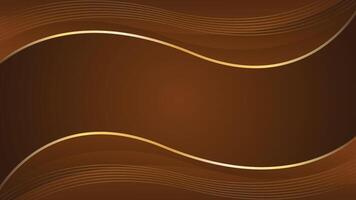 Minimalist dark brown luxury background featuring gold lines. This design showcases abstract wave patterns, perfect for modern wallpapers vector