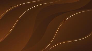 Luxurious elegant dark brown abstract wave background with gold lines vector