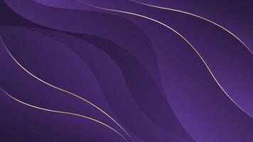 Abstract purple luxury background with gold lines, Elegant modern wallpaper with flowing waves. vector