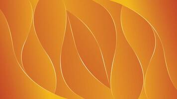 Abstract orange gradient luxury background with gold lines, modern wallpaper with flowing waves. vector