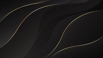 Abstract black luxury background with gold lines, Elegant modern wallpaper with flowing waves. vector