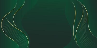Abstract luxury background design, modern green and gold elements illustration vector