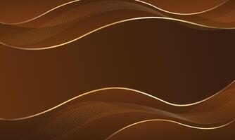 Abstract dark brown luxury background featuring gold lines. This design showcases abstract wave patterns, perfect for modern wallpapers vector