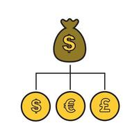 Money diversification revenue, financial diversification portfolio. Financial success and balance. Business diversification. vector