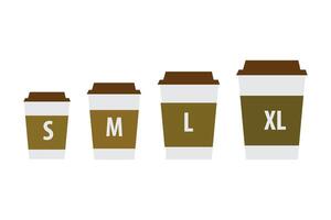 Coffee glasses. Flat, color, glasses of different sizes. vector
