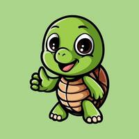 fun cartoon of turtle character isolated drawing line art style sketch classic vintage design illustration vector