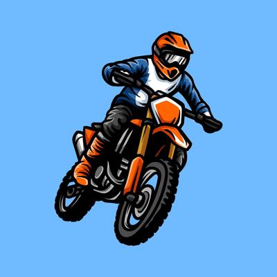 motocross dirtbike supermoto isolated drawing line art style sketch classic vintage design illustration