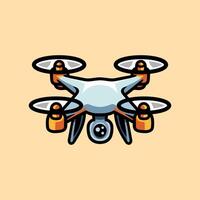 cool drone with camera colored isolated drawing line art style sketch classic vintage design illustration vector