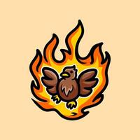 fire chicken character isolated drawing line art style sketch classic vintage design illustration vector