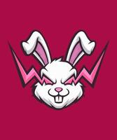 Rabbit With Lightning From Eyes Esport Logo Design, Modern Illustration Concept. vector