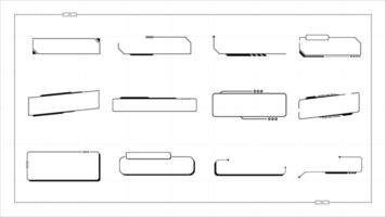 Futuristic modern text box. Hud callout titles. Window templates with information and warning. vector