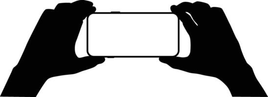 taking picture pose of hand silhouette vector