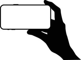 Watching in smartphone pose silhouette vector