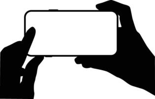touching smartphone pose silhouette vector
