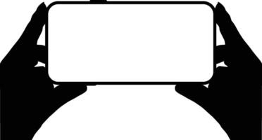 watch movie in smartphone using 2 hands silhouette vector