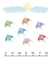 Math activity for children. Developing numeracy skills. Number range up to 15. vector