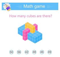 Math logic game. Attention tasks for children. Kids activity sheet Answer is 56. vector