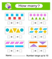 Math activity for kids. Developing numeracy skills. Number range up to 10. illustration vector