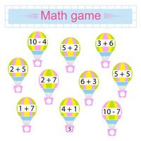 Math game. Number range up to 10. vector