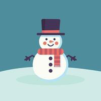 winter Snowman illustration with snowflake on winter background . vector