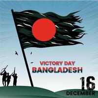 The Bangladesh great victory day . bijoy dibosh, national day, soldiers, flag hoisting, pigeon, mountain on abstract background with patriotic color theme. vector