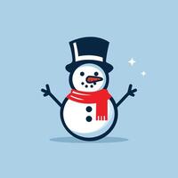 Flat Snowman illustration with snowflake on winter background . vector