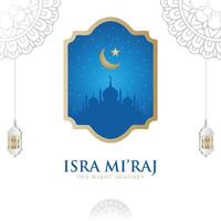 Al-Isra wal Mi'raj islamic background Prophet Muhammad night journey Illustration. Suitable for greeting card, poster and banner. vector