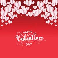 Happy Valentine's Day. Red background adorned with elegant white paper cut heart . vector