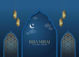 Al-Isra wal Mi'raj islamic background Prophet Muhammad Illustration. Suitable for greeting card, poster and banner. vector