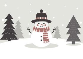 Snowman illustration on snowflake and winter background . vector