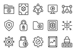 Distribution, finance, encryption, tokens, white paper and wallet related editable icon set isolated flat illustration white background vector