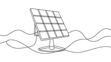 Solar panel continuous line art isolated on white background vector