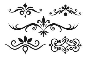 An assortment of stylish black and white designs, highlighting unique decorative patterns and artistic flair flat illustration set. vector