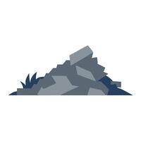 Pile of rubble and debris, isolated flat illustration on white background vector