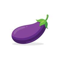Glossy purple eggplant isolated flat illustration on white background vector