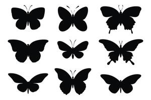 Butterfly set silhouettes isolated flat illustration on white background vector
