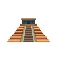 Ancient Mayan pyramid with detailed stone steps isolated flat illustration on white background vector
