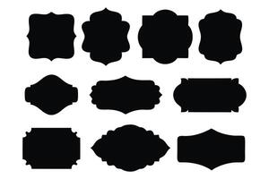 Various vintage sticker label Vintage frames element set silhouettes isolated flat illustration on white background. vector